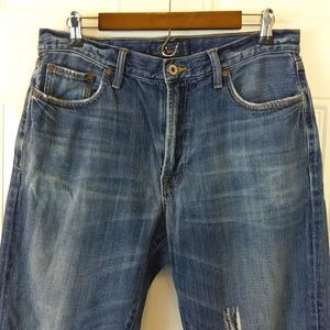 Lucky Brand 181 relaxed Straight distressed five pocket blue denim jeans